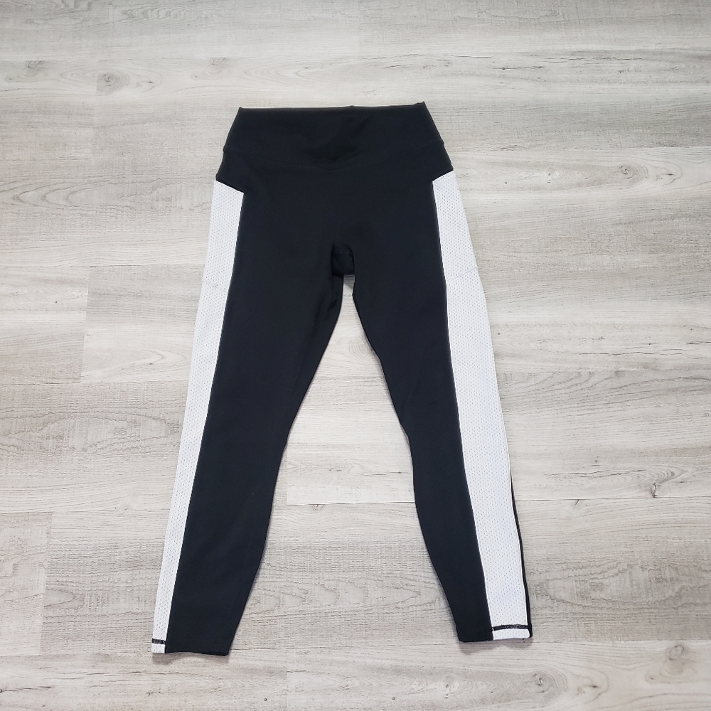 Fabletics High-Waisted Black Striped Leggings